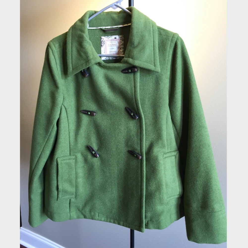 Green, Pea Coat - Size Large